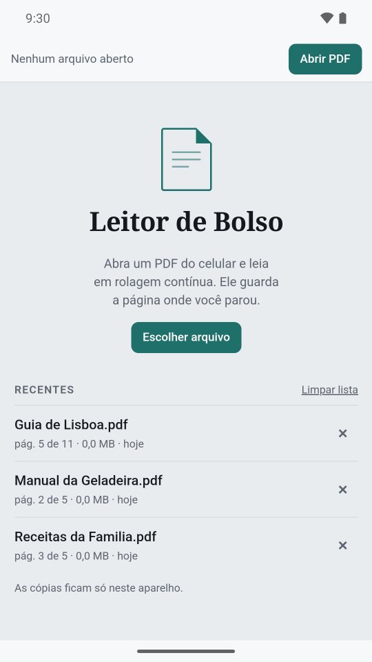 Tela inicial com o botão Abrir PDF e a lista de recentes