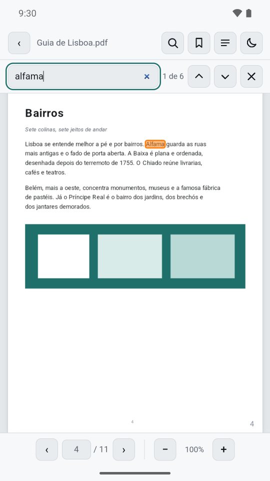 Busca pela palavra Alfama, com o primeiro de seis resultados destacado na página