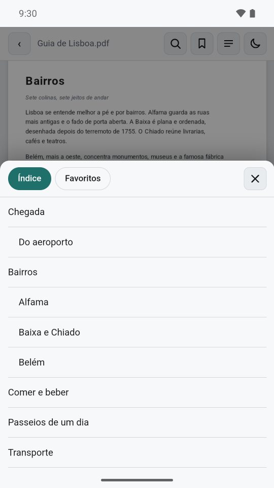 Índice do PDF com capítulos e seções