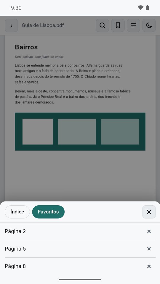 Lista de páginas favoritas de um PDF